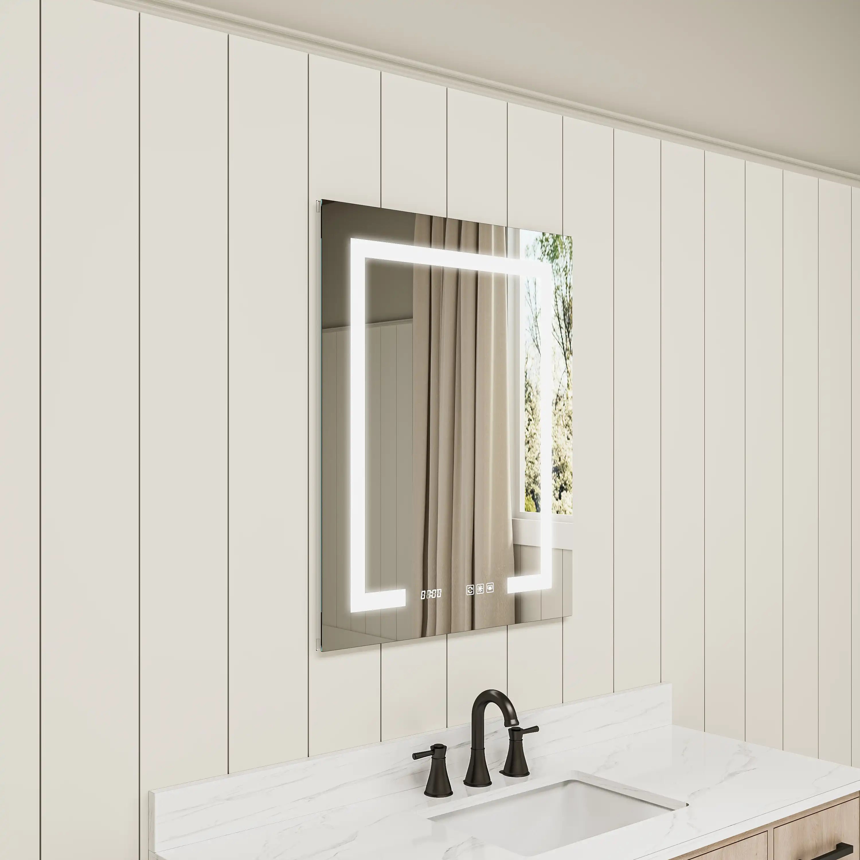 Recessed installation of Pro Shower 24x30 LED Medicine Cabinet for seamless wall fit.