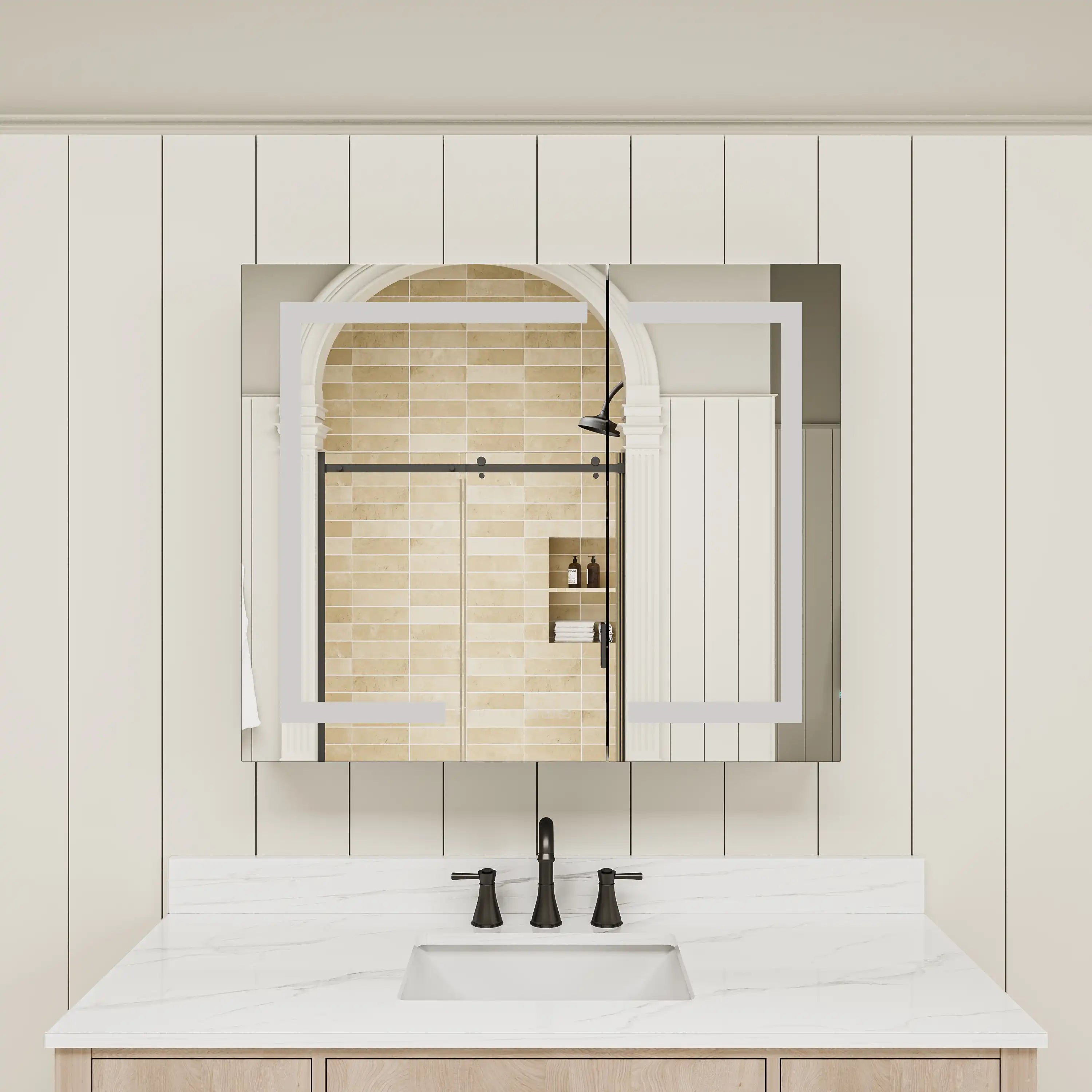 Pro Shower 36x30 LED Medicine Cabinet with lights turned off.