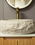 Astra Series 18" Oval Sculpted Resin Stone Vessel Basin - Ivory