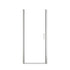 Chrome semi-frameless pivot shower door with clear tempered glass.