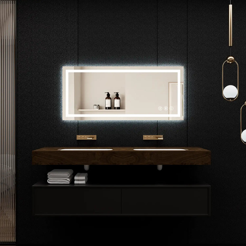 72*32 Adjustable LED Bathroom Vanity Mirror with Brightness Memory – Anti Fog