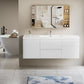 Modern Floating Bathroom Vanity with Resin Top Basin & Soft Close Drawers - Wall-Mounted Storage Cabinet color: White