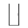 matte black framed pivot glass shower door.