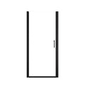 matte black framed pivot glass shower door.