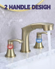 Harbor Series Brushed Gold Faucet Bathroom – Pull-Out Sprayer with 2 Handles