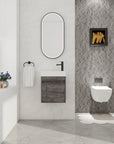 Aeris Series 18" Wall-Mounted Bathroom Vanity with Integrated Sink, Plaid Grey Oak