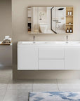 47/59" Modern Floating Bathroom Vanity with Resin Top Basin color: White | sink: Double