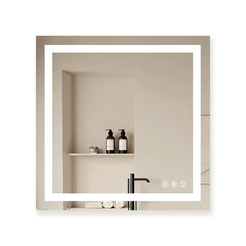 LuxeGlow Series 36"x36" Smart LED Mirror – Anti-Fog, Memory & Adjustable Lighting