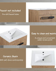 24" freestanding bathroom vanity with sink featuring pre-drilled faucet hole and ceramic basin | Ace Decor