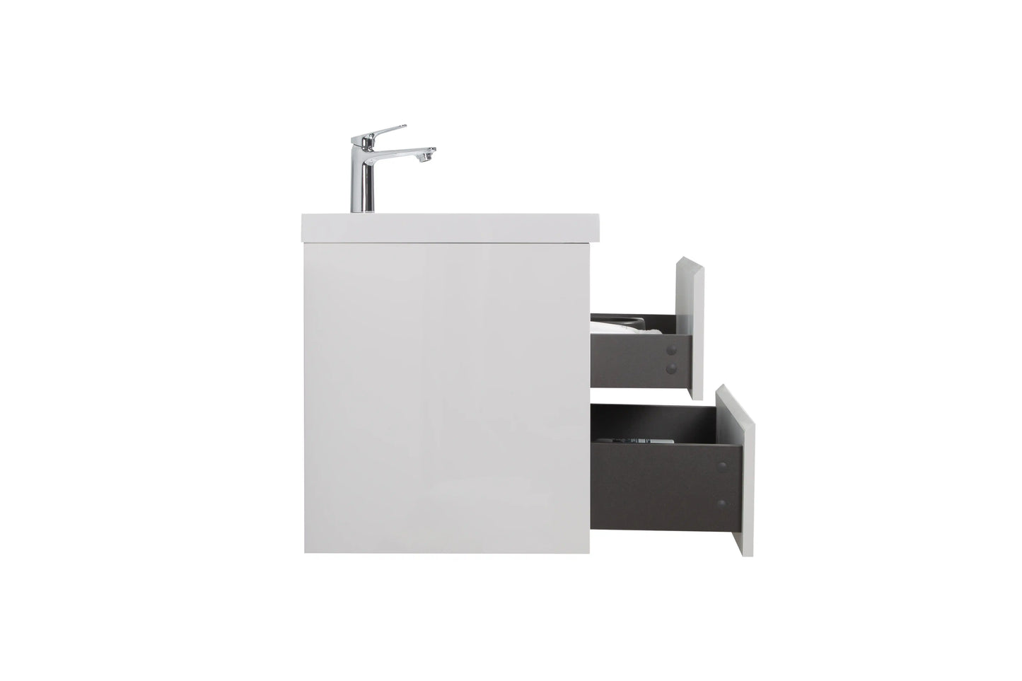 Floating Bathroom Vanity with Resin Top Basin & Soft Close Drawers - Modern Wall-Mounted Storage Cabinet color:White