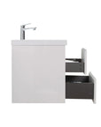 Floating Bathroom Vanity with Resin Top Basin & Soft Close Drawers - Modern Wall-Mounted Storage Cabinet color:White