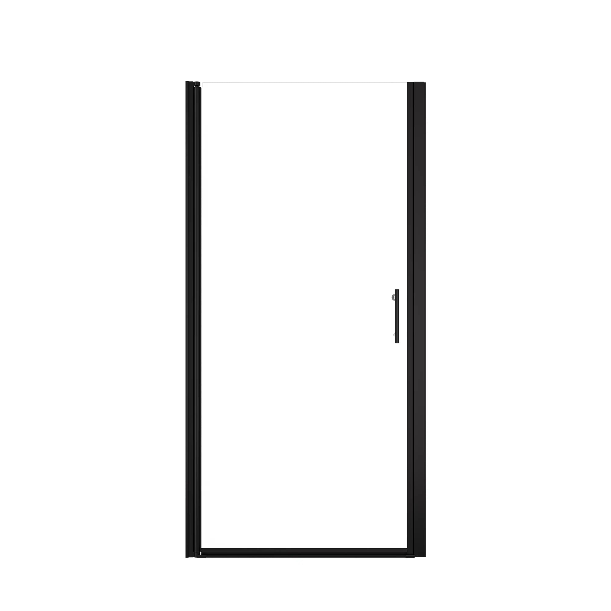 Zerra Series 36" W x 72" H Matte Black Semi-Frameless Pivot Shower Door