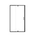 36 x 72 pivot shower door with clear tempered glass and matte black frame, modern minimalist style.