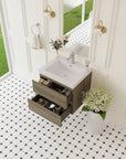 Oakmere Series 24" Ash Grey Bathroom Floating Vanity with Resin Sink & 2 Soft-Close Drawers