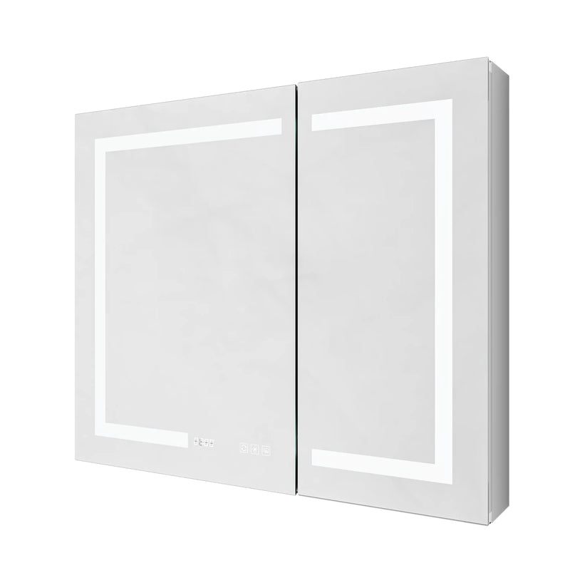 Halo Series 36x30 Rectangular Silver LED Medicine Cabinet - Inner Glow