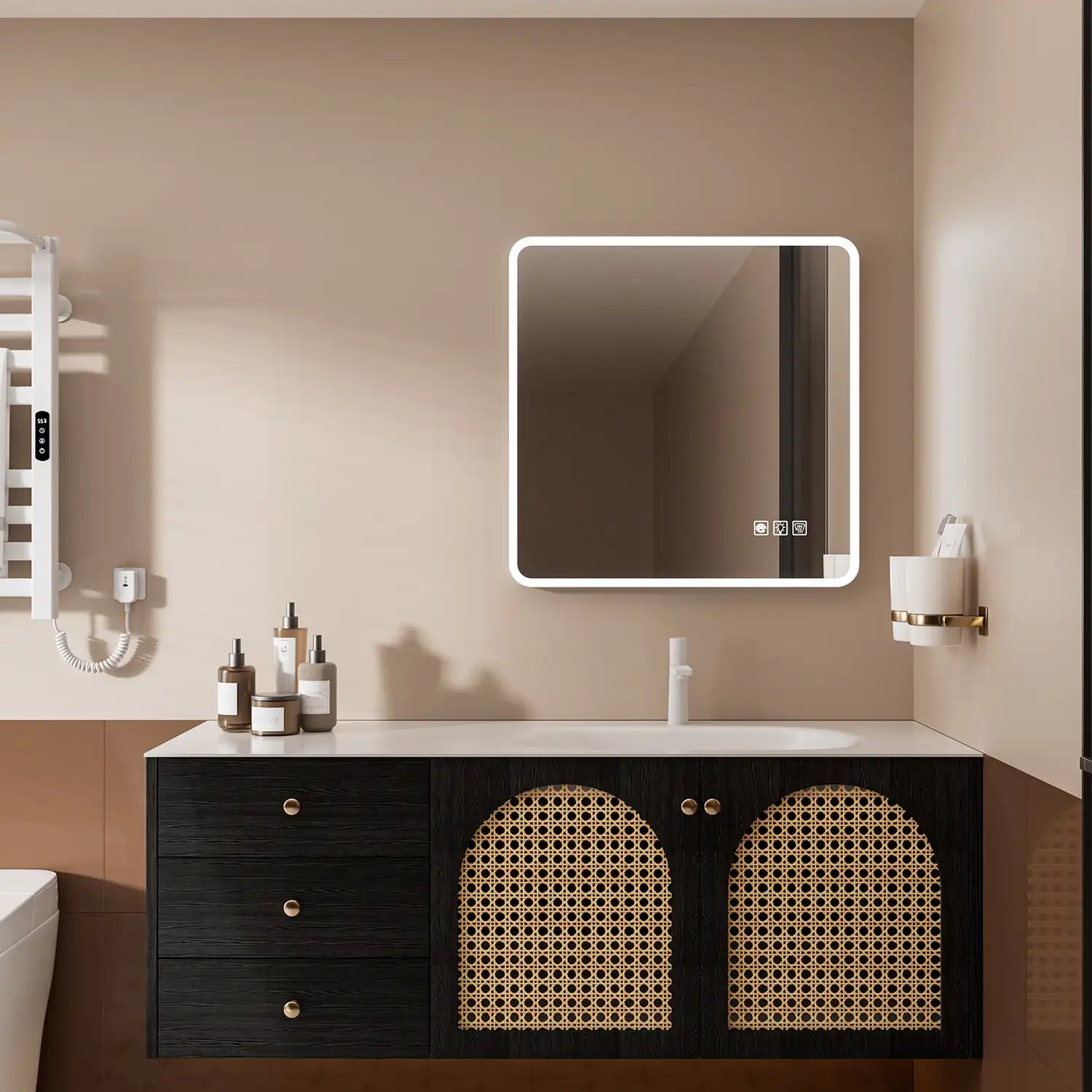 36"x36" Rectangular Framed Dimmable Anti-Fog LED Wall Bathroom Vanity Mirror