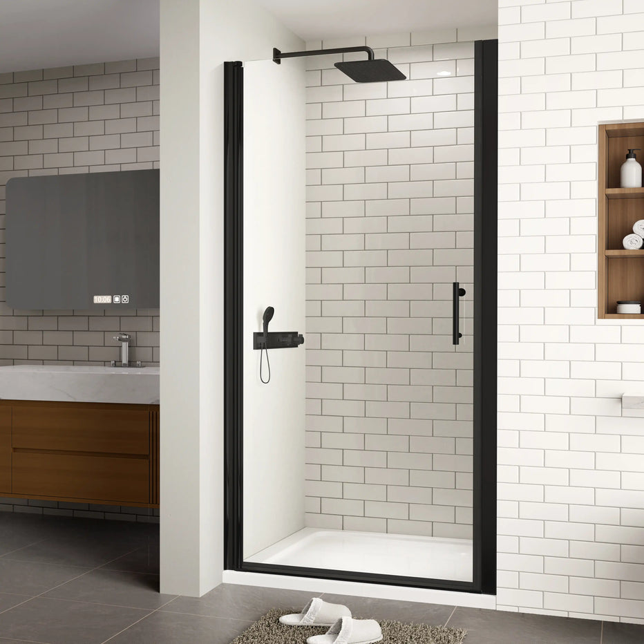 36 W x 72 H Matte Black Framed Pivot Shower Door