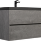 Floating Bathroom Vanity with Quartz Sand Basin and Soft Close Drawers color: Grey