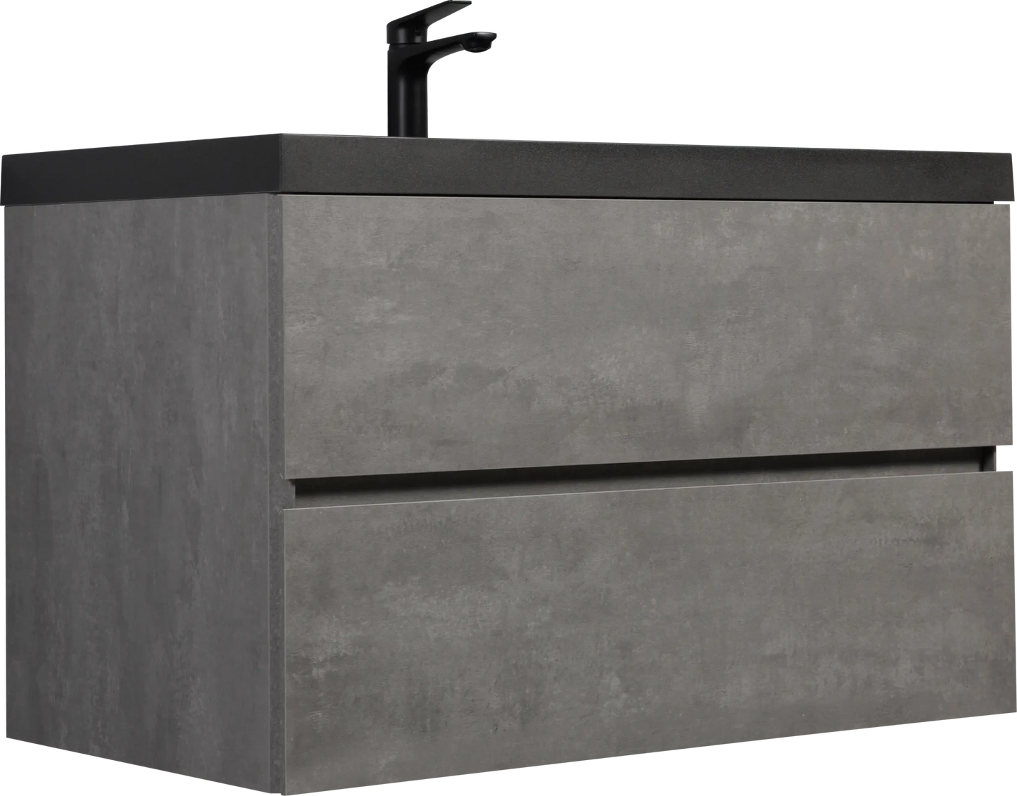 Floating Bathroom Vanity with Quartz Sand Basin and Soft Close Drawers color: Grey