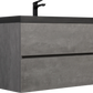 Floating Bathroom Vanity with Quartz Sand Basin and Soft Close Drawers color: Grey