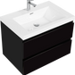 Floating Bathroom Vanity with Resin Top Basin & Soft Close Drawers - Modern Wall-Mounted Storage Cabinet color: Black