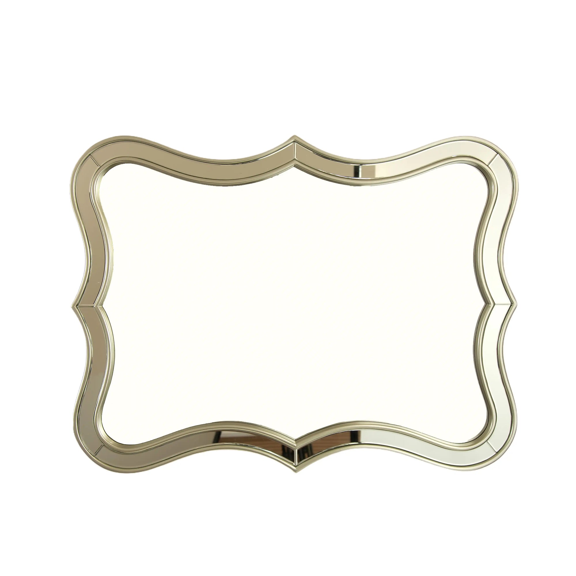 Front view of a 32&quot; x 24&quot; rectangular modern mirror with sculpted beveled edges | Ace Decor