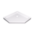 White 36x36 inch durable neo angle shower base with anti-skid surface and central drain hole.