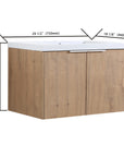 Monterey Series 30" Floating Bathroom Vanity in Imitative Oak with Integrated Sink and Double-Door Storage Cabinet