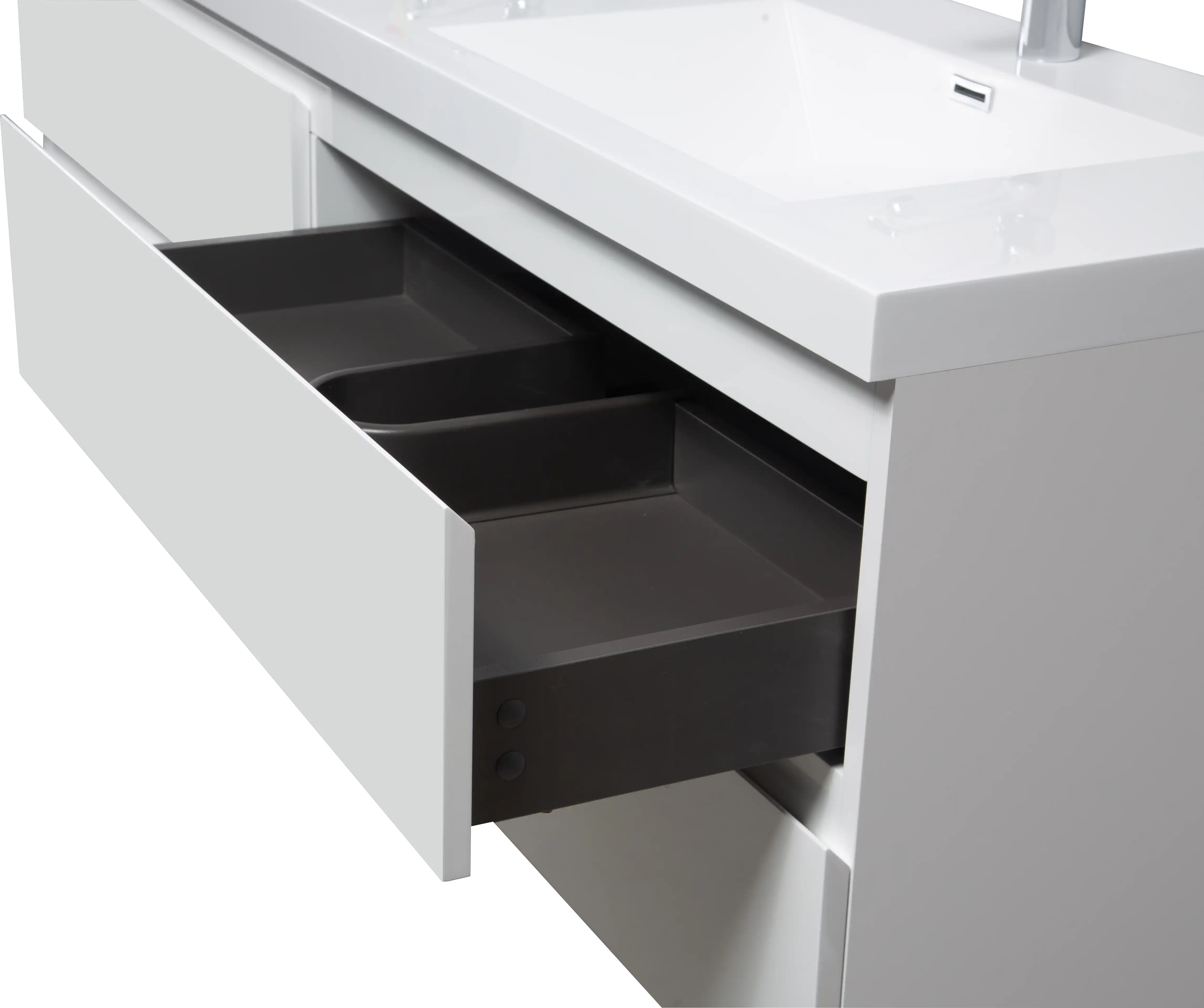 71 X 20 Modern Floating Double Sink Bathroom Vanity - Wall Mounted Storage Cabinet color: White