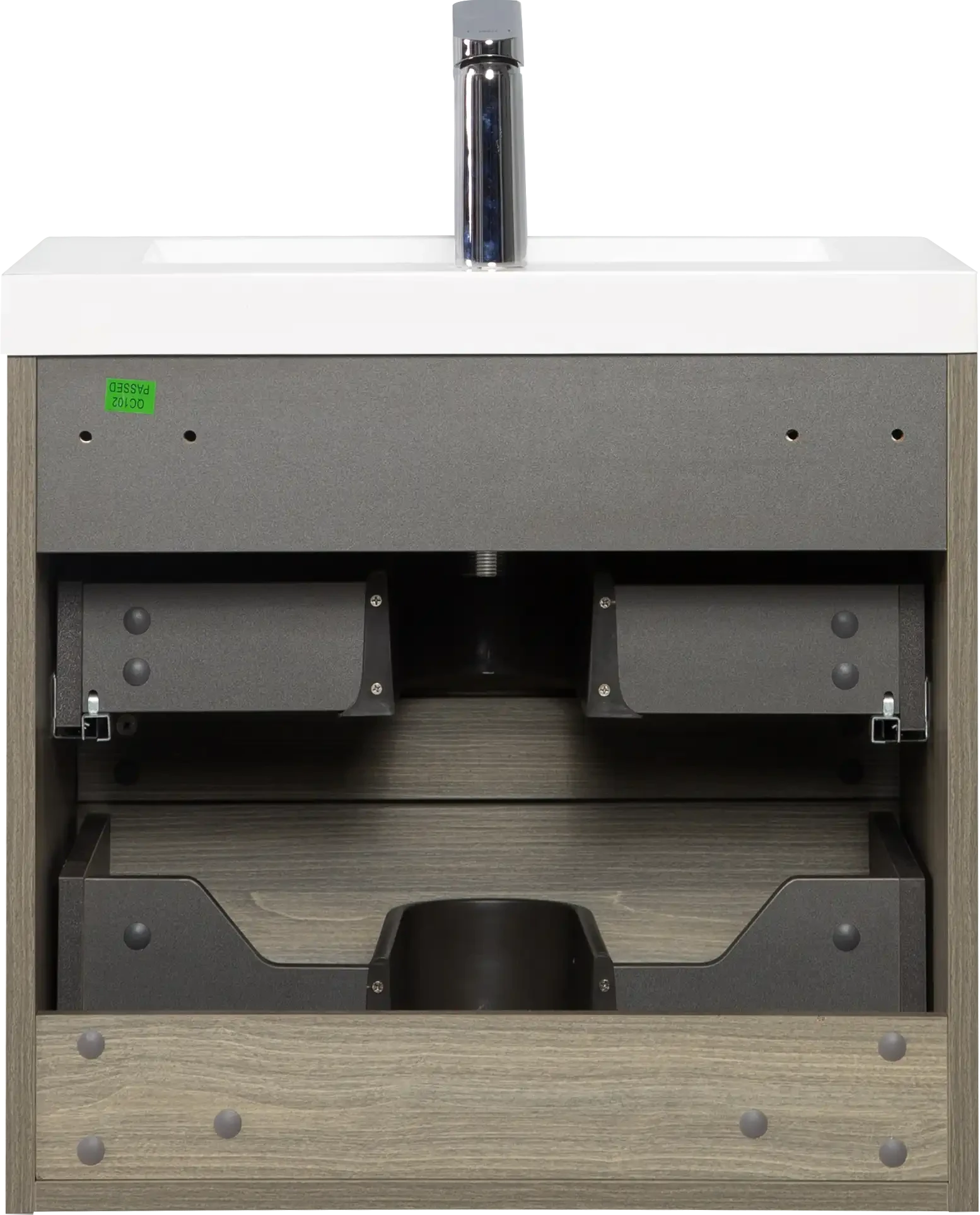 Floating Bathroom Vanity with Resin Top Basin & Soft Close Drawers - Modern Wall-Mounted Storage Cabinet color: Ash Grey