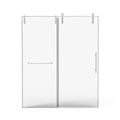 Frameless glass shower door 60 x 76 with sliding design, towel bar, and handle | Ace Decor