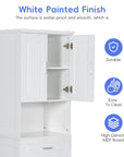 tall bathroom cabinet with laundry basket color:White