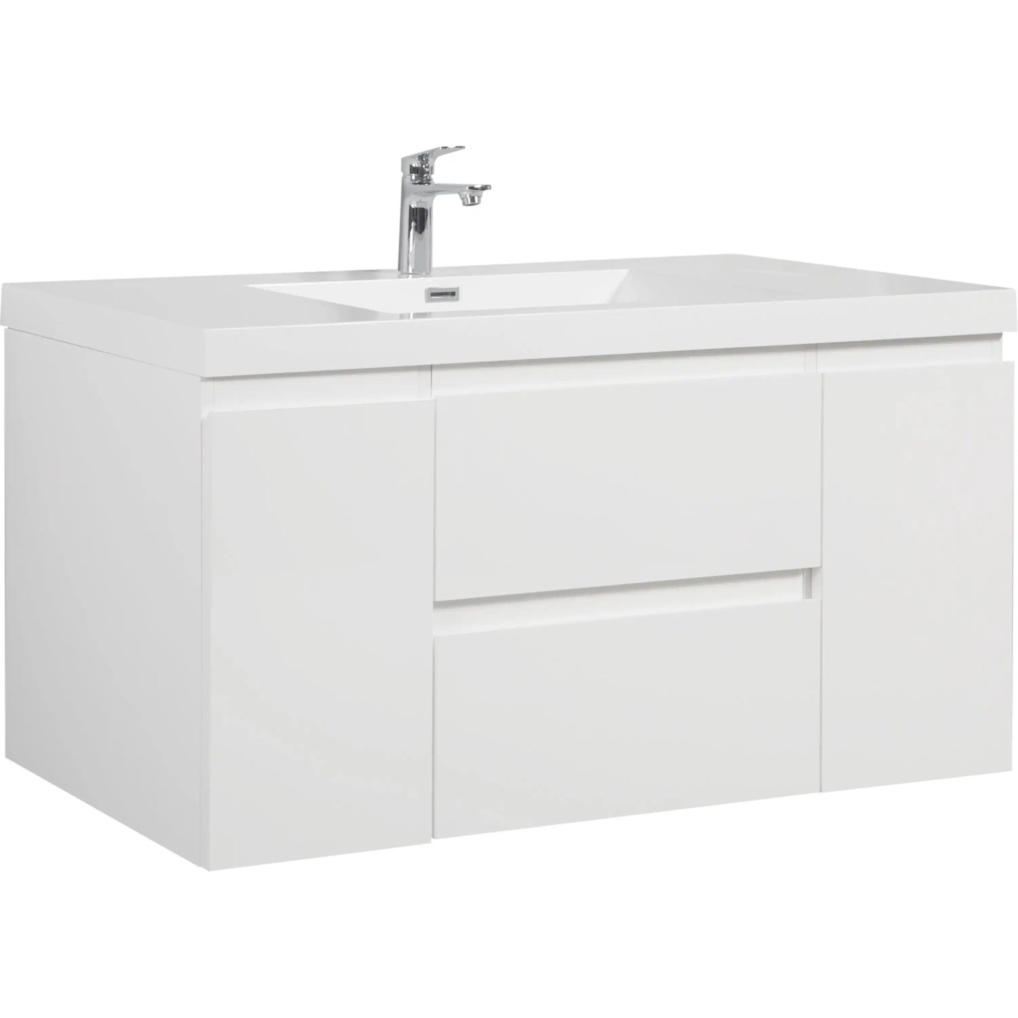 48 inch white floating bathroom vanity with integrated sink and modern wall-mounted design | Ace Decor