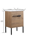 24" freestanding bathroom vanity with sink showing overall dimensions and size reference | Ace Decor
