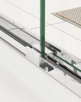 Close-up of lower guide rail on 60 x 70 framed glass shower door | Ace Decor