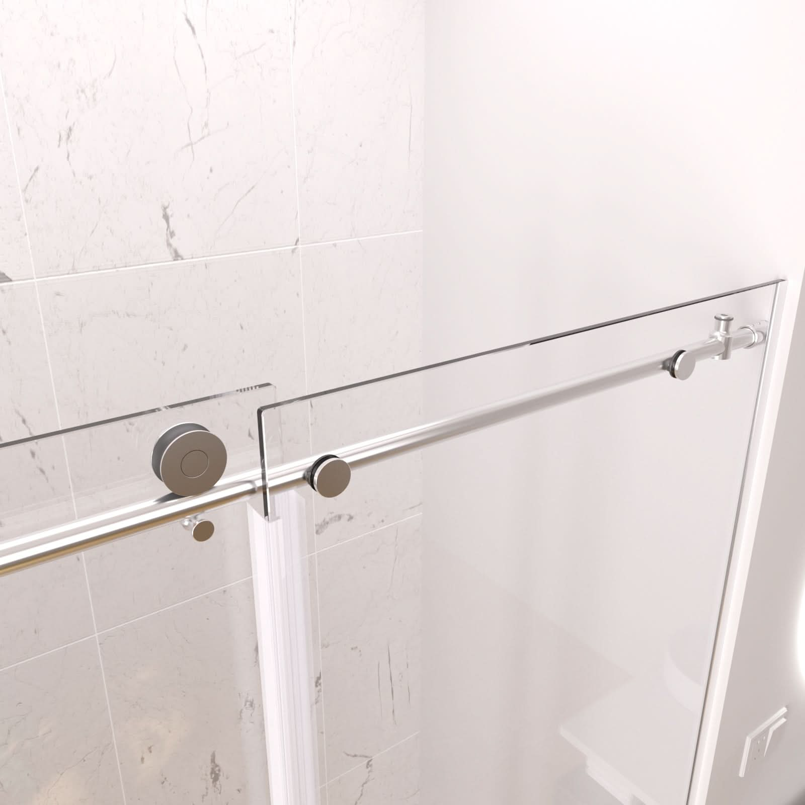 Sliding Shower Doors Stainless Steel Frameless color:Chrome