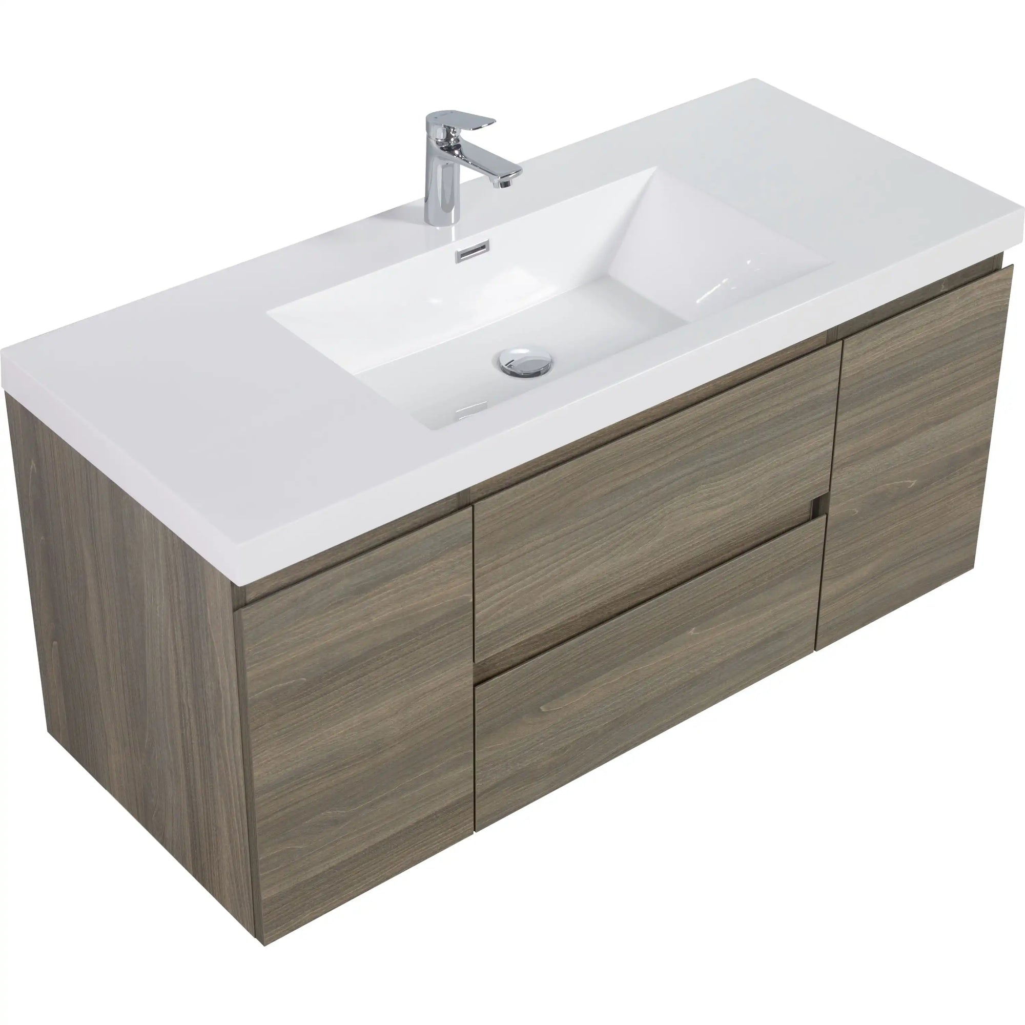 48 inch bathroom vanity top view featuring integrated sink and modern ash grey cabinet | Ace Decor