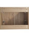 Rear view of the 24 inch floating bathroom vanity in oak finish.
