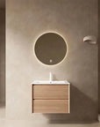 24/30/36" X 18" X 20" Wall-Mounted Bathroom Vanity with White Ceramic Sink and Natural Walnut Cabinet color: White+Walnut