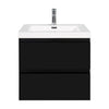 24-42 Inch Glossy Black Bathroom Floating Vanity with Resin Sink and 2 Soft-Close Drawers
