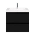 Oakmere Series 24" Black Bathroom Floating Vanity with Resin Sink & 2 Soft-Close Drawers
