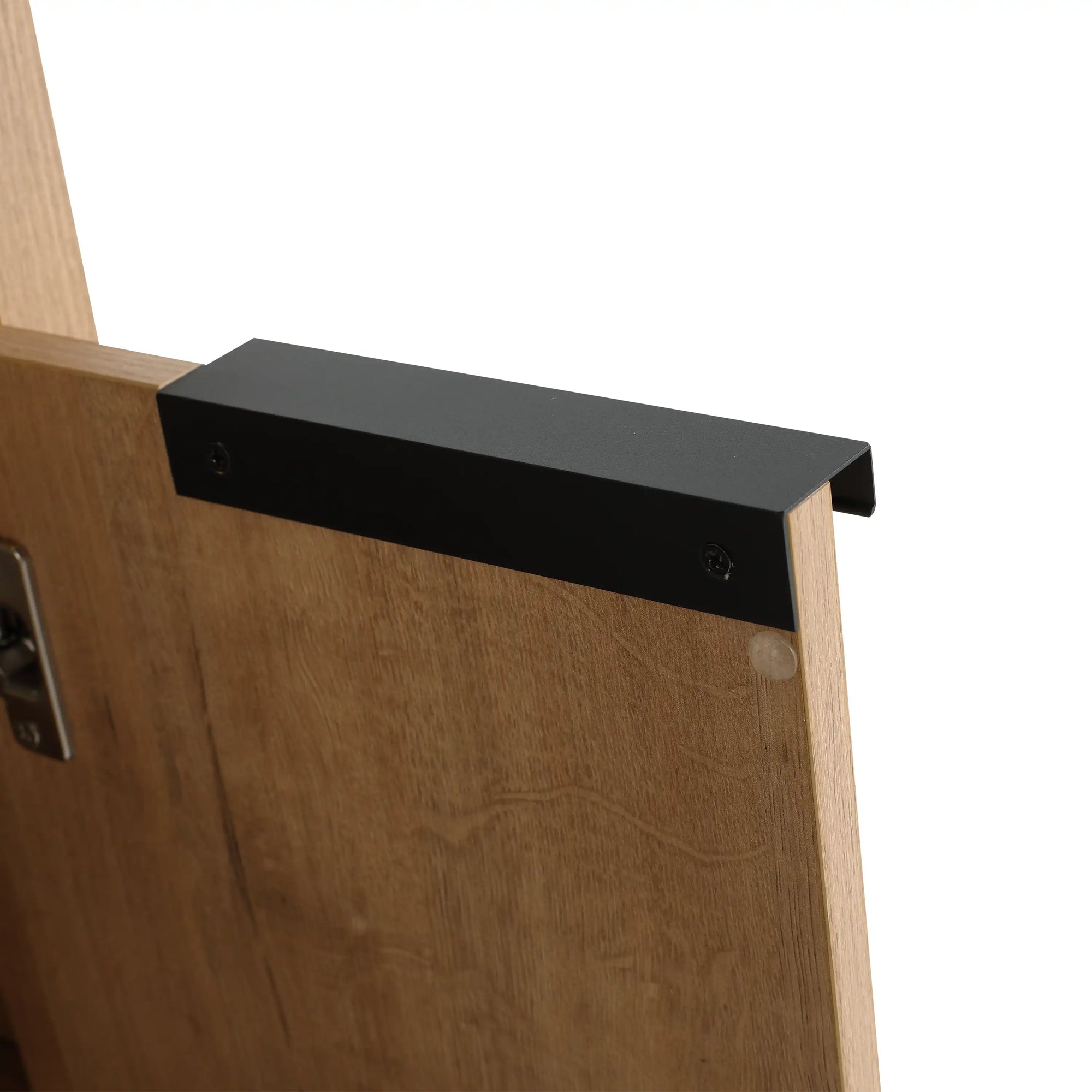 Black metal handle detail on freestanding 24 inch bathroom vanity with sink, 24" | Ace Decor