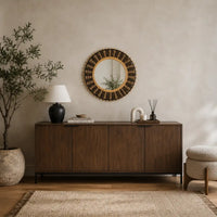 Natura Weave Collection – 23" Handwoven Bamboo Round Bathroom Wall Mirror
