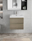 Floating Bathroom Vanity with Resin Top Basin & Soft Close Drawers - Modern Wall-Mounted Storage Cabinet color: Ash Grey