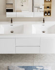 47/59" Modern Floating Bathroom Vanity with Resin Top Basin color: White | sink: Double