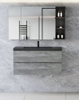 Floating Bathroom Vanity with Quartz Sand Basin and Soft Close Drawers color: Grey