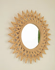 24-inch bamboo bathroom mirror with handwoven sunburst design | Ace Decor