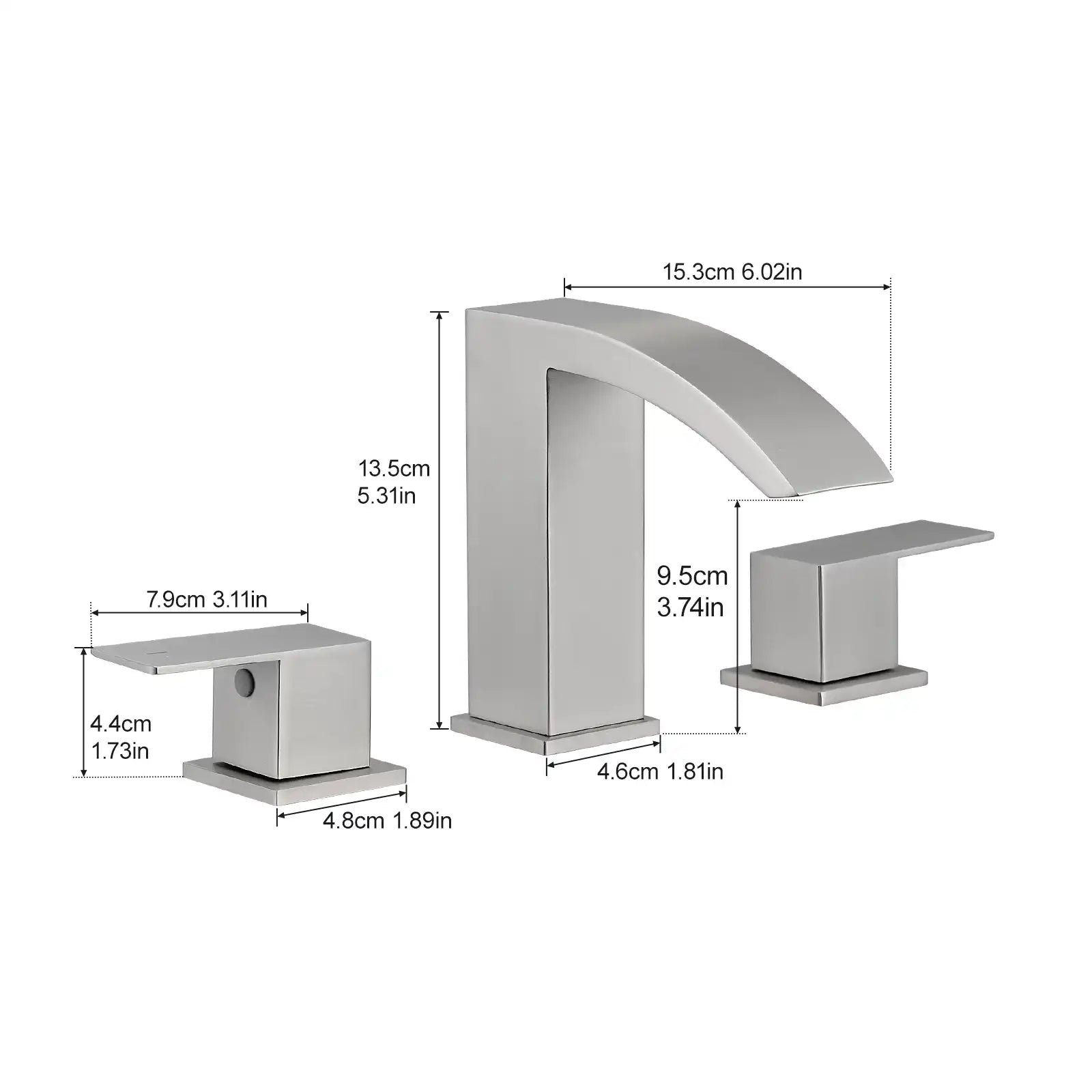 Dimensions of the Summit Series 8 inch brushed nickel bathroom faucet