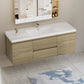 Modern Floating Bathroom Vanity with Resin Top Basin & Soft Close Drawers - Wall-Mounted Storage Cabinet color: Oak