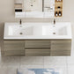 47/59" Modern Floating Bathroom Vanity with Resin Top Basin color: Ash Grey | sink: Double